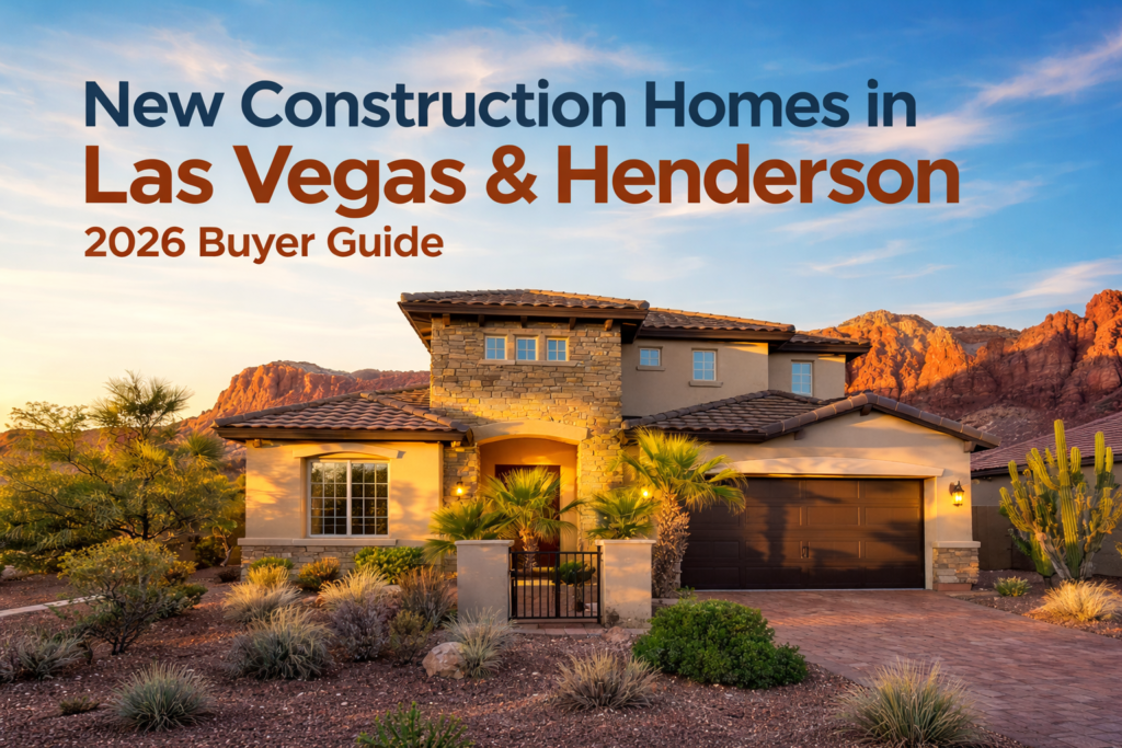 New construction homes in Las Vegas and Henderson 2026 featuring modern desert-style house with mountain views
